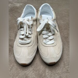 ALO Yoga Cream Suede Lace-Up Sneakers